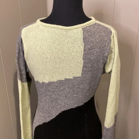 Kollyy Large Green/black/grey Colorblock Knit Distressed Slit Maxi Dress - Picture 11 of 13